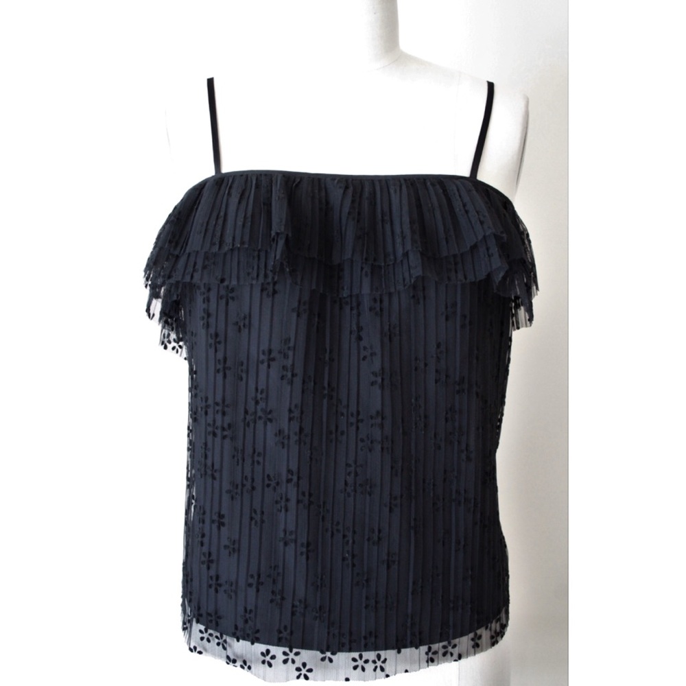 ❤️ J. Crew tulle ruffle black top